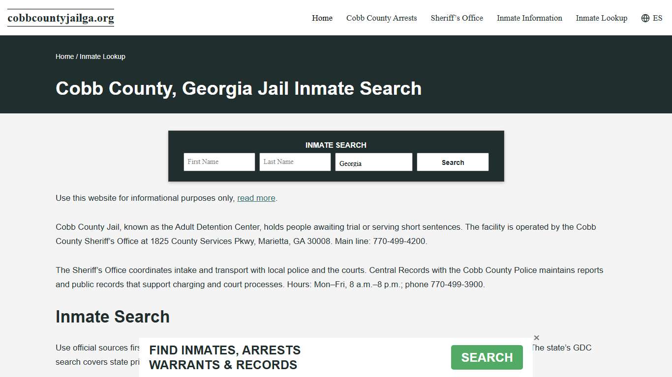 Cobb County, GA Incarcerated Records Lookup